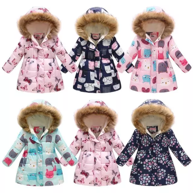 Ragazze per Bambini Spesso Cappotto Invernale Carino Stampa Caldo Cartoon