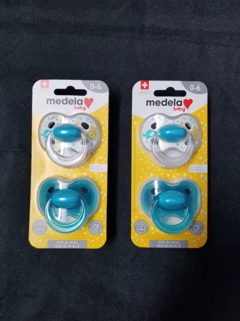 4 Medela Baby Boy's Pacifiers 0-6 Months *NEW* ( 2 packs )