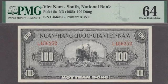 Vietnam South 100 Dong Note P-8a ND 1955 PMG 64 1 Alphabet Series Number