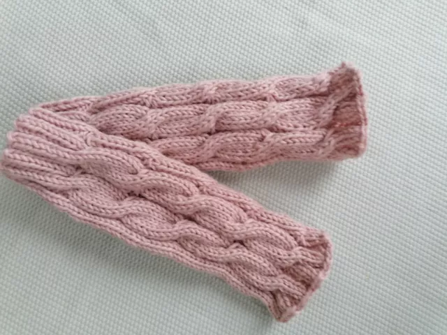 Handstulpen Armstulpen Pulswärmer Fingerloch handgestrickt Zopfmuster rosa