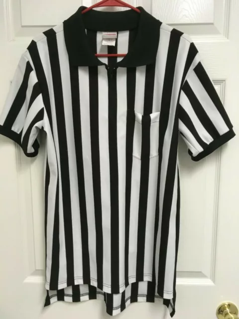 RAWLINGS Men Adult Football Black White Stripes Referee Pullover Zip Shirt M