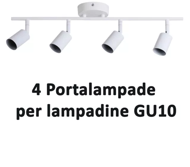 Faretto Lampadario Soffitto Orientabile  Bianco Parete 4 Portalampade GU10 958 3