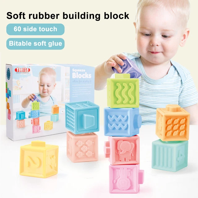 10Pcs Baby Soft Stacking Blocks Toddler Building Blocks Montessori Sensory ,