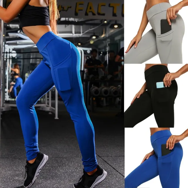 Womens Cargo Yoga Leggings with 4 Pockets Tummy Control Workout Pants High  Waist