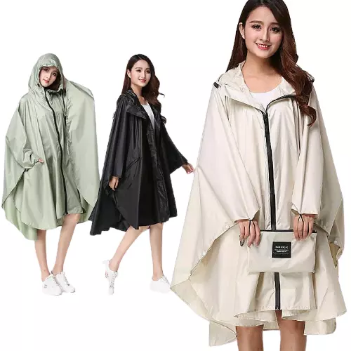 Veste de Pluie Femme Imperméable Capuche Extérieur Longue Manteau Poncho