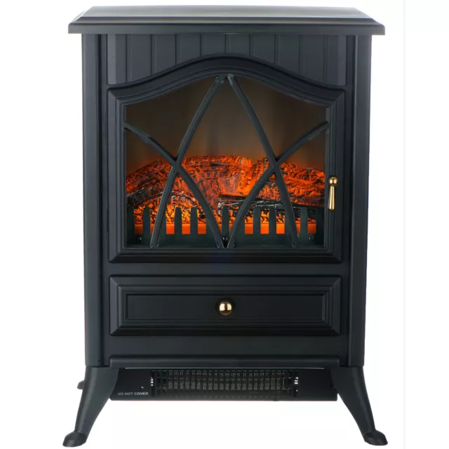 VonHaus 1850W Portable Electric Stove Heater Fireplace - Log Burning Effect 2