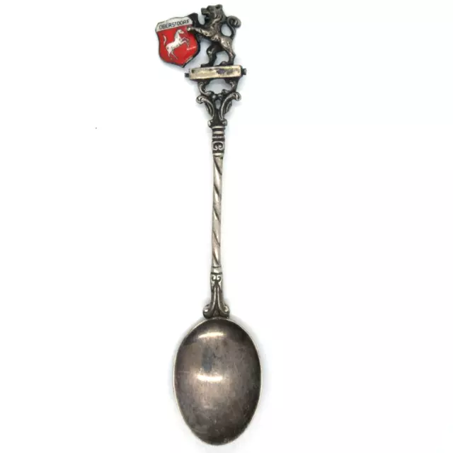 Andenkenlöffel 800er Silber OBERSTDORF Wappen emailliert Silver Souvenir Spoon