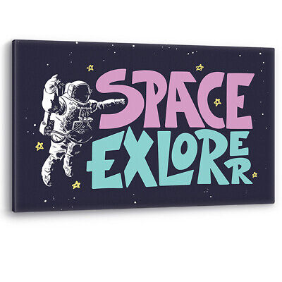 Space Explorer Astronaut Kids Children Canvas Wall Art Picture Print