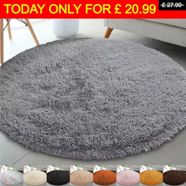 Thick Shaggy Round Rugs Large Living Room Bedroom Carpet Fluffy Circle Rug