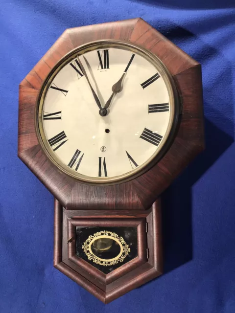 1878 Vintage Antique 8 Day USA ANSONIA Drop Octagon Wall Clock,Oak Case