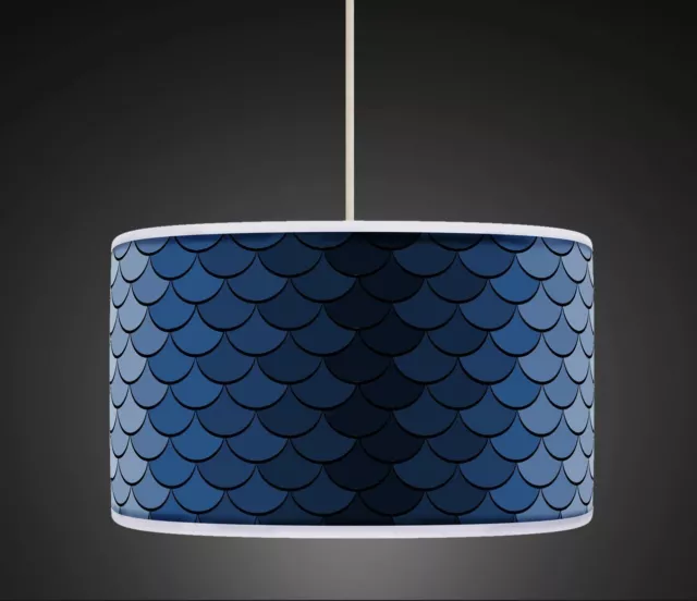 Blue Retro Geometric Retro Handmade Printed Fabric Drum Lampshade 456