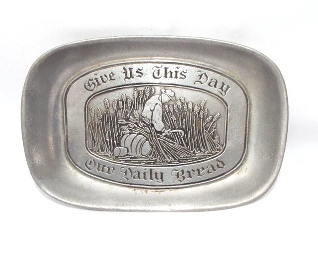 Vintage RWP Wilton Armetale Columbia PA Pewter Lord's Prayer Daily Bread Platter