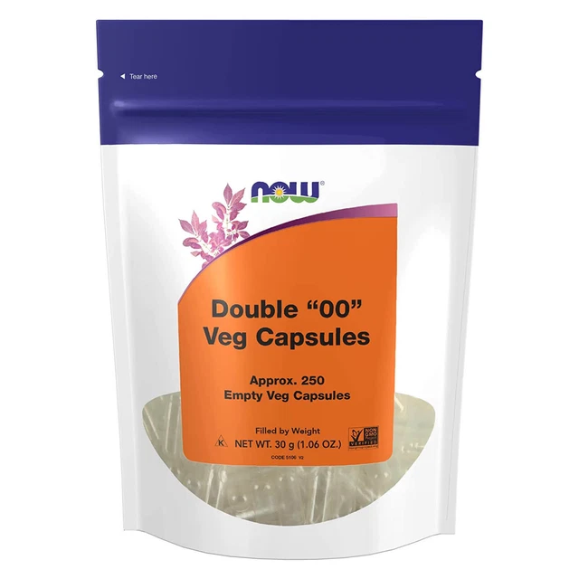 AHORA Cápsulas Vacías Vegetarianas Doble 00 250 Tapas Vegetales RECIÉN HECHAS EN EE. UU.