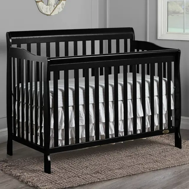 Cunas para Bebes 5 en 1 Convertible Cama para Niños Marco Baby Crib Black NEW