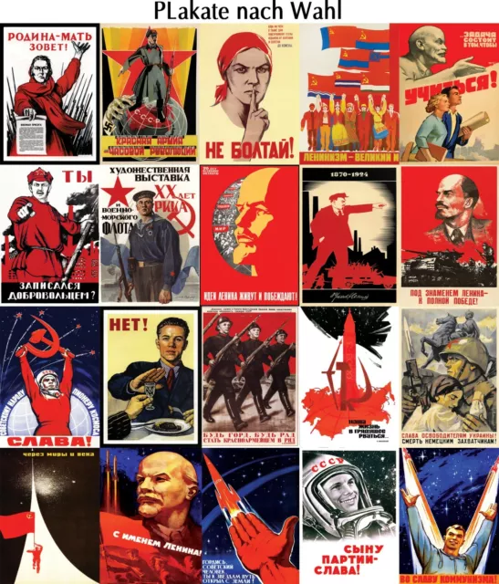 Auswahl Poster Sowjetunion Russland Propaganda Lenin Plakat Raumfahrt Weltkrieg