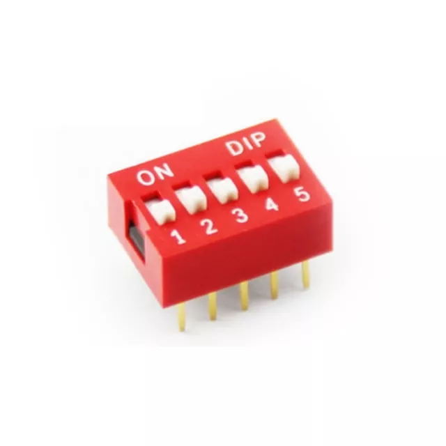 5pcs Red 2.54mm Pitch 5-Bit 5-Positions Way Slide Type DIP Switch Module NEW