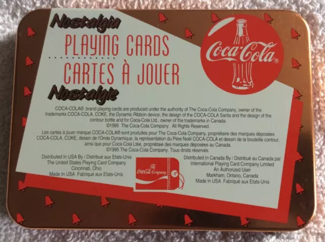 Coca Cola Nostalgia Playing Cards (2 Packs) in collectible Tin Case Santa Claus 2