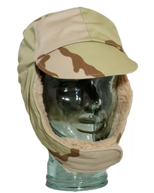 NEW Dutch army surplus desert camo cold weather cap hat faux fur