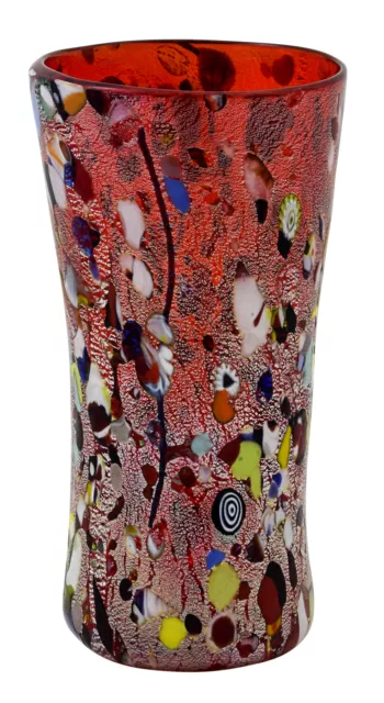 ARLECCHINO 208H Exklusive Vase Murano Glas Deko mundgeblasen 925 Blattsilber ... 2