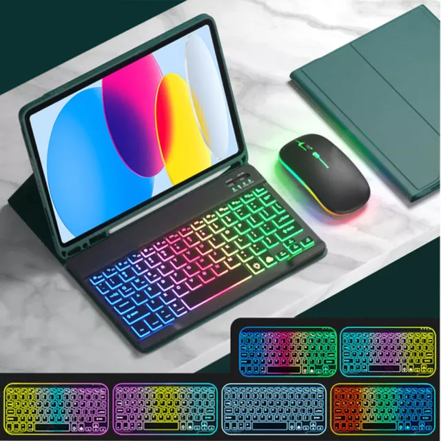 Backlit Keyboard Mouse With Case Cover For iPad 5/6/7/8/9/10th Gen Air 4 5th Pro