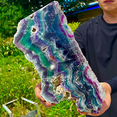 5.17LB Natural beautiful Rainbow Fluorite Crystal Rough stone specimens cure