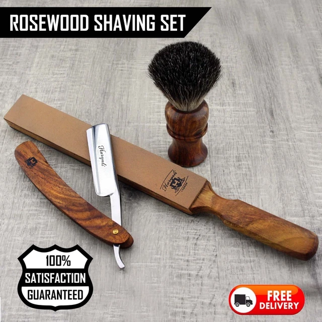 Straight Cut Throat Wet Shaving Razor, Brush & Strop Kit Rasiermesser Rasoir