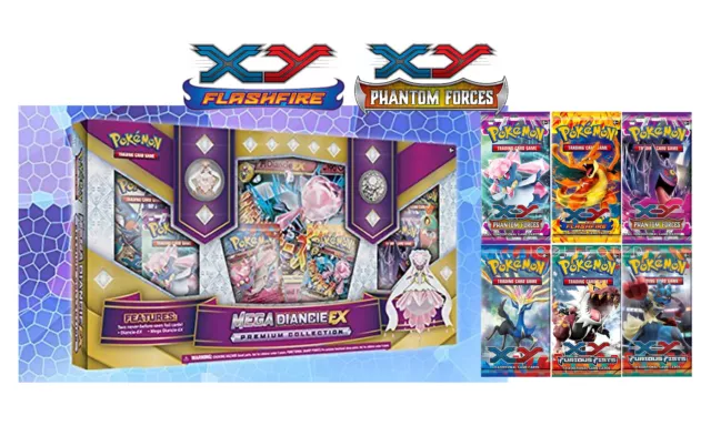 Mega Diancie EX Pokemon Card Gift Box inc 6 Booster Flashfire, XY, Furious Fists