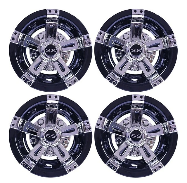 GOLF CART WHEEL Covers Hub Caps Chrome Black 8” EZGO Club Car YAMAHA