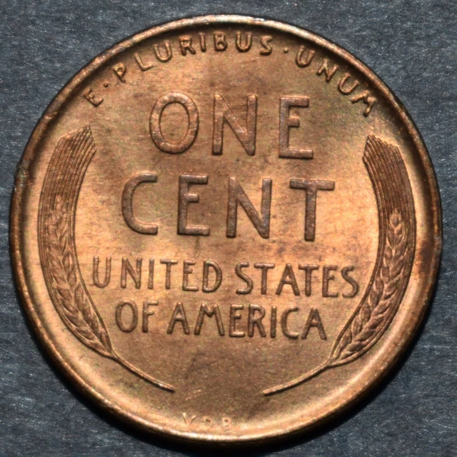 1909 VDB Lincoln Wheat Cent, Brilliant Uncirculated Penny Bright Red BU - 37Z