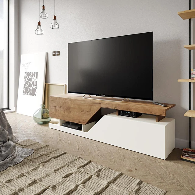 Mobile TV design moderno 240cm bianco 4 vani e 3 ante Corona Low Bial