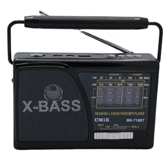 Radio Portatile Onde Corte Bluetooth Ricaricabile Am Fm Mp3 Usb Mk-718bt sus