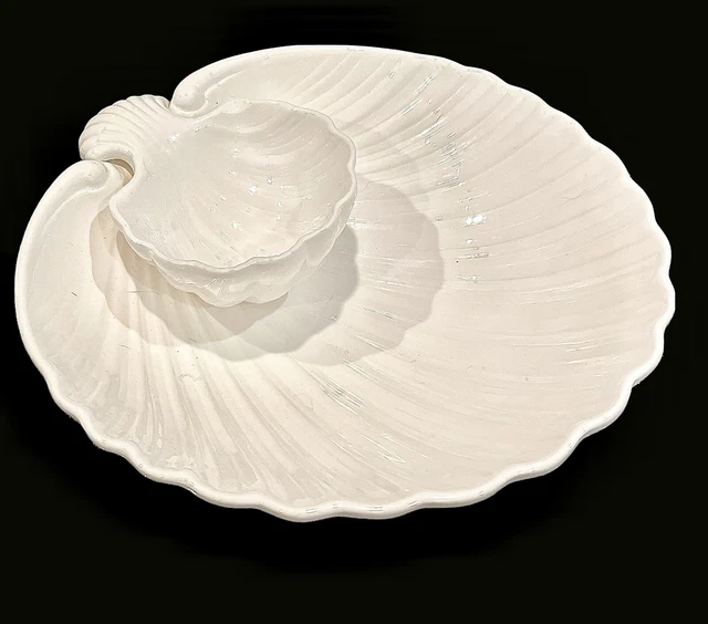 Fitz & Floyd Shell Chip Dip Serving Bowl Buffet Party Wedding Game Night Meeting