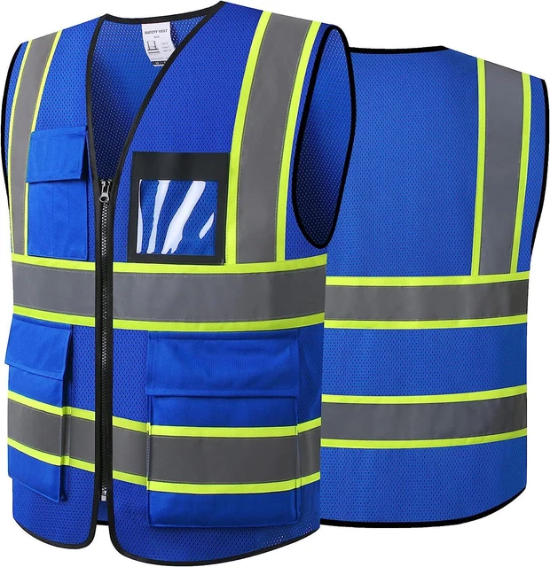 ASIPHITU Reflective High Visibility Safety Vest for Men Women with Pockets Front
