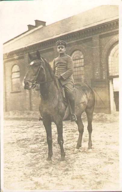 Soldatenportrait, Infanterie-Offizier zu Pferd, Dortmund, Foto-Feldpostkarte