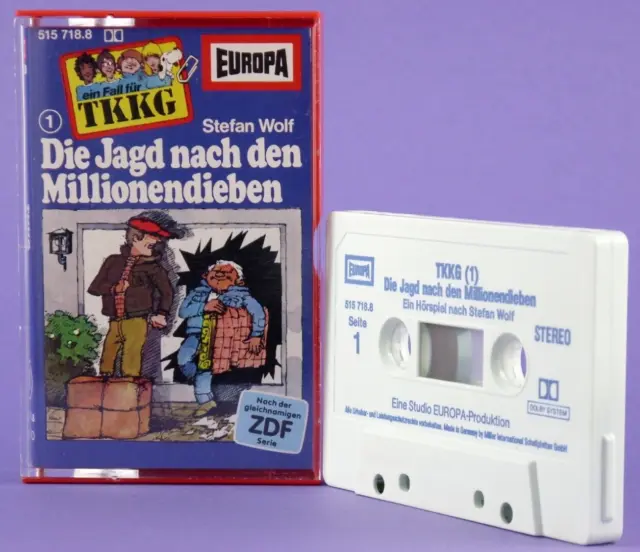 TKKG 1 Die Jagd nach den Millionendieben Hörspiel alte Musik hellblau Europa MC