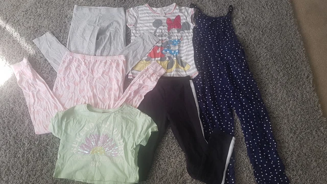 Bundle of Girls Clothes Age 9-10 Years (6 items) Leggings, T-shirts,  Dungarees,