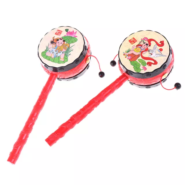 1Pc Chinese traditional spin toy rattle drum kids cartoon hand  for babySE 2