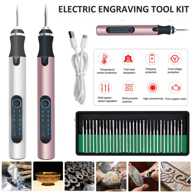44p/set Electric Engraving Carving Pen Cordless Rechargeable Micro Engraver Tool