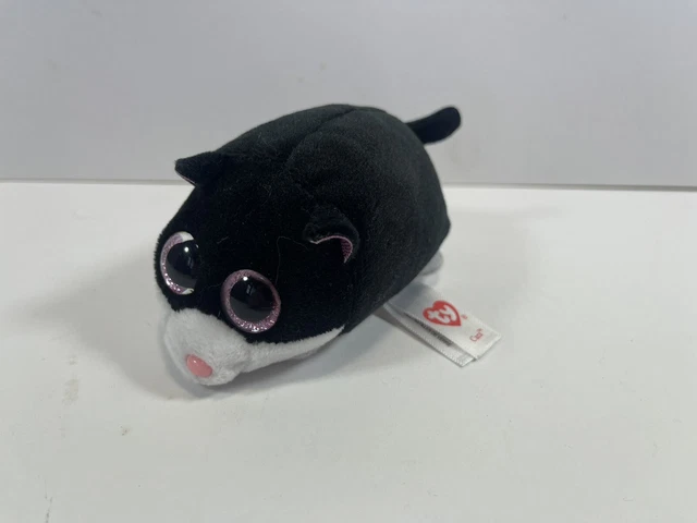 Ty Beanie Boos Teeny Tys 4" black cat cara Cat Stackable Plush