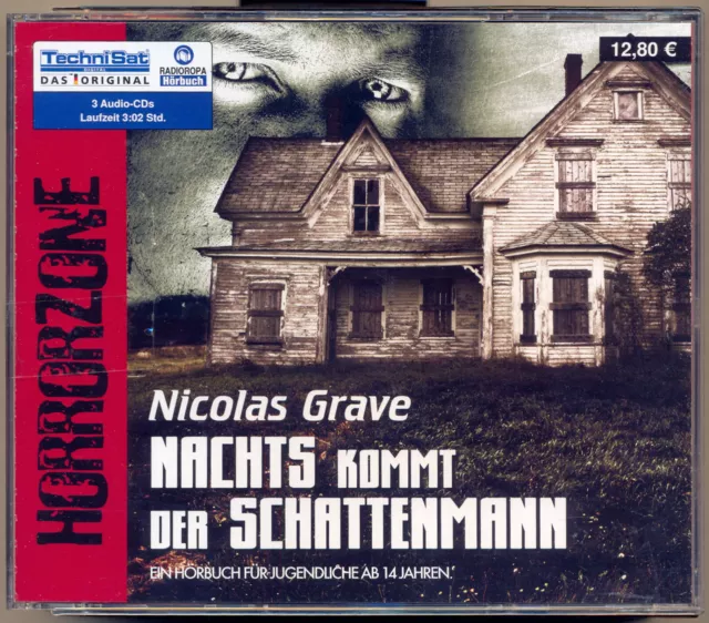Nicolas Grave: NACHTS KOMMT DER SCHATTENMANN. Grusel/Horror ab 14 Jahre. 3 CDs.