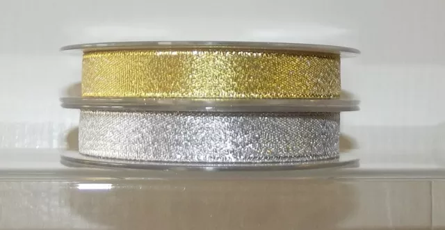 Metallic Glitter Organza Ribbon 20mm (3/4") wide 2m or 5m Gold Silver Lurex