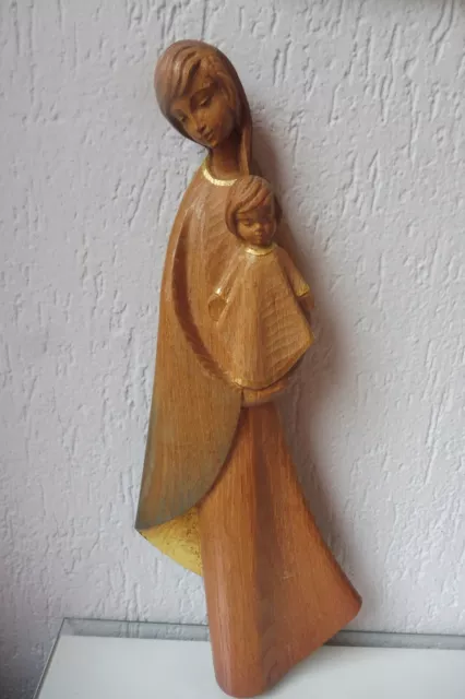 Muy Bonita, vieja Figura de Madera, Estatuilla de Pared, Virgen con Niño, 50cm