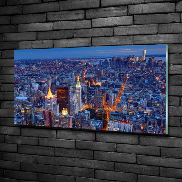 Wandbild Glas-Bild Druck auf Glas 100x50 Deko Landschaften Manhattan bei Nacht