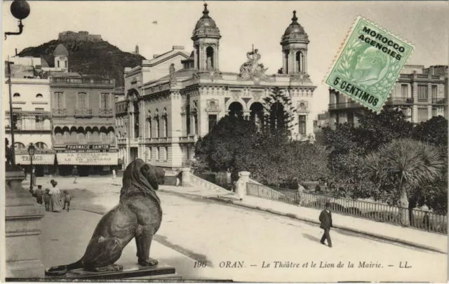 CPA AK ORAN Le Theatre et le Lion de la Mairie ALGERIE (1146386)