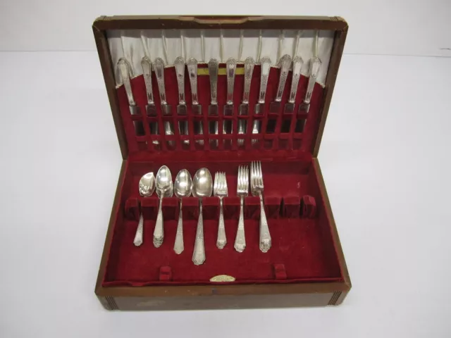 44Pc Lot Vtg Antique 1847 Rogers Bros Ancestral Silverplate Flatware Silverware