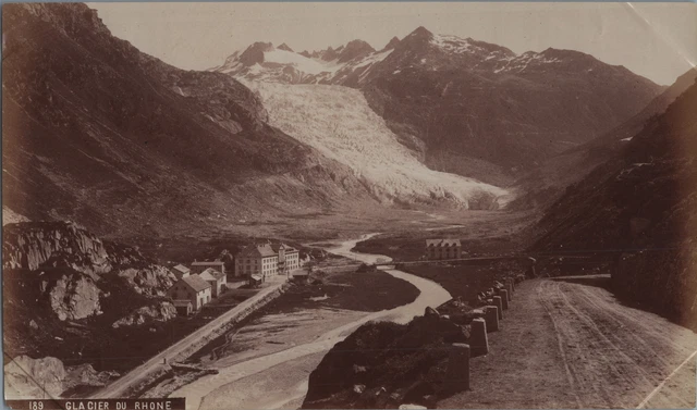 Tirage Albuminé Vintage 'Glacier Du Rhône' Suisse - Circa 1890 - Format 21x27 Cm - Réf. MQ5656