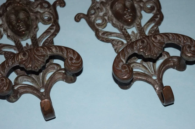 Set of 2 Brass Angel Hook Braided Girl Face Wall Hanger With Floral Design HK468 8