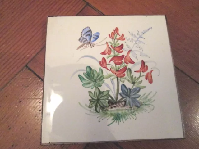 Pretty Vintage Decorative Tile Hand Painted