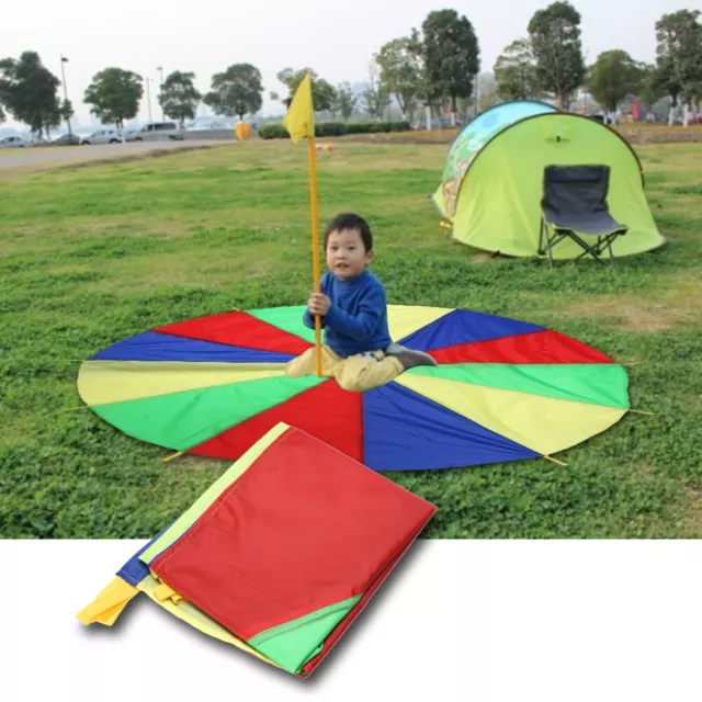 2m Kid Sports Development Outdoor Rainbow Umbrella Parachute Toy 3