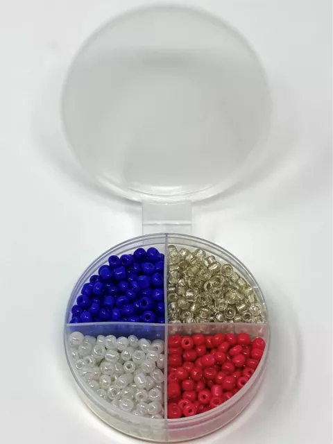 Glass Seed Beads 3-4mm 60 grams, Bulk Lot 4 Colors Round Storage Tray #4 NEW